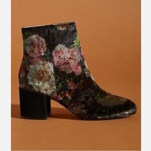 Anthropologie Velvet Floral Bootie